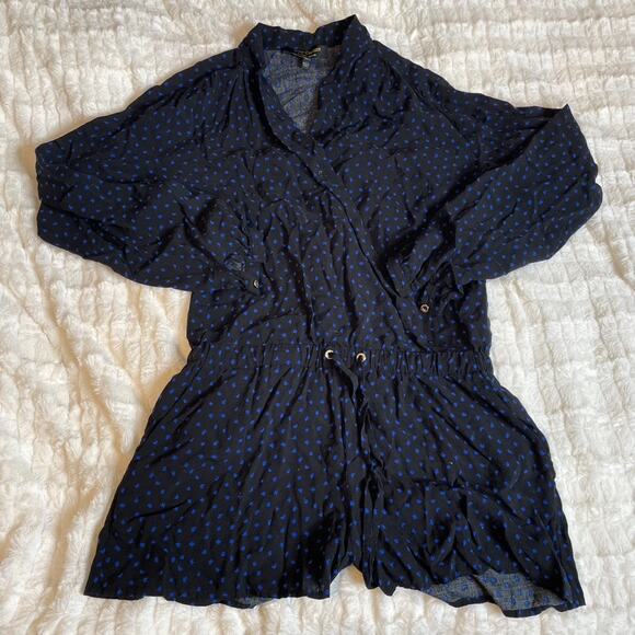 JUICY COUTURE Longsleeve Navy Romper Jumpsuit Extra Small Wrap Top Blue Star - Picture 1 of 6